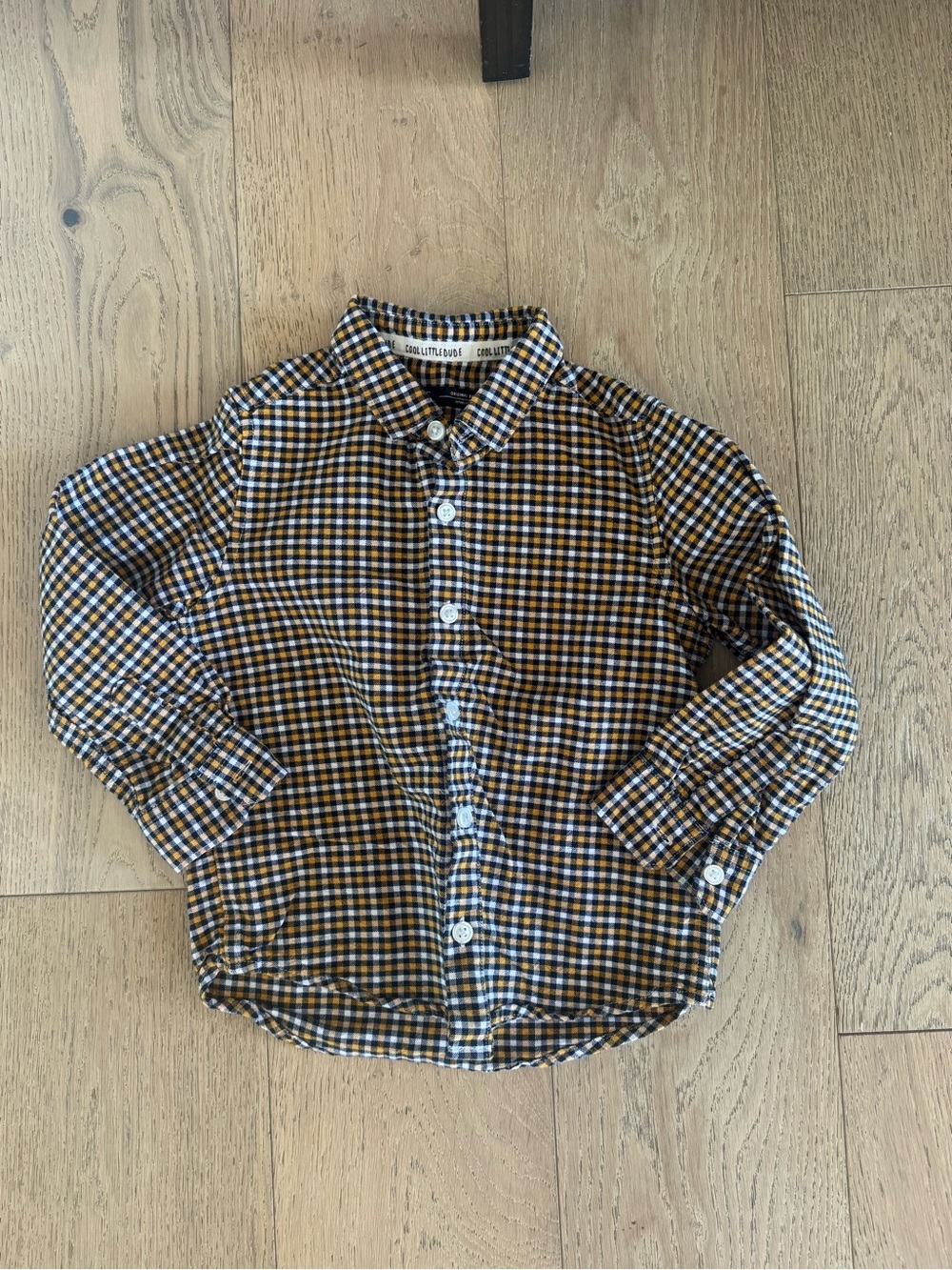 next boys button down plaid top Size 2-3 years orange and navy
